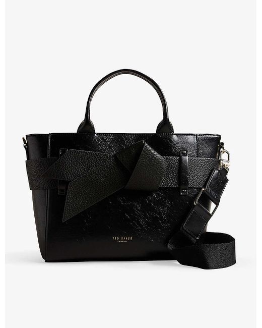 Ted Baker Black Jimsa Bow-detail Faux-leather Bag