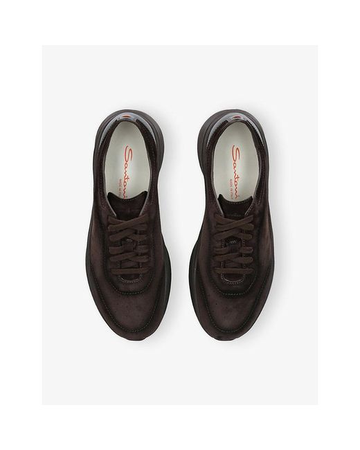 Santoni Black Bounce Suede Trainers for men