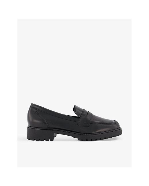 Dune Black Gild Cleated-Sole Leather Penny Loafer