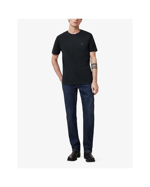 AllSaints Black Brace Logo-Embroidered Cotton-Jersey T-Shirt for men