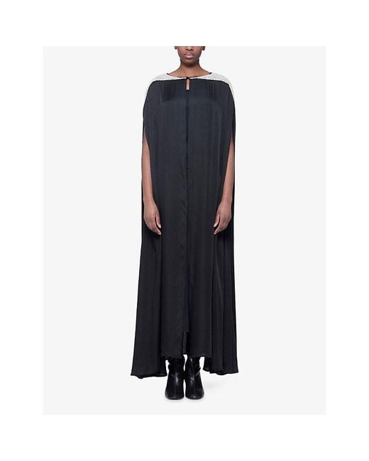 eem Black Jewelled-Shoulder Woven Cape