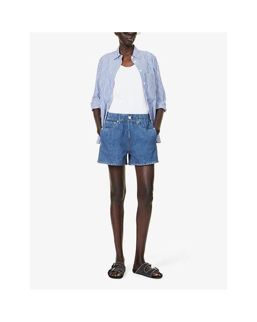 Rag & Bone Blue Walking High-rise Cotton-jersey Shorts