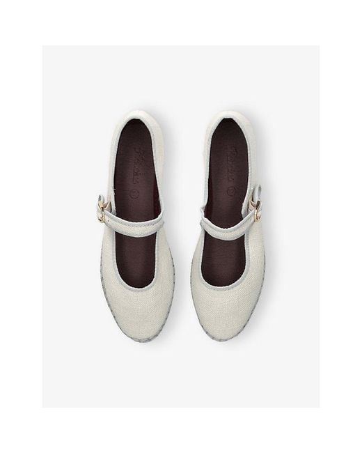 Flabelus White Dalloway Linen Ballet Flats
