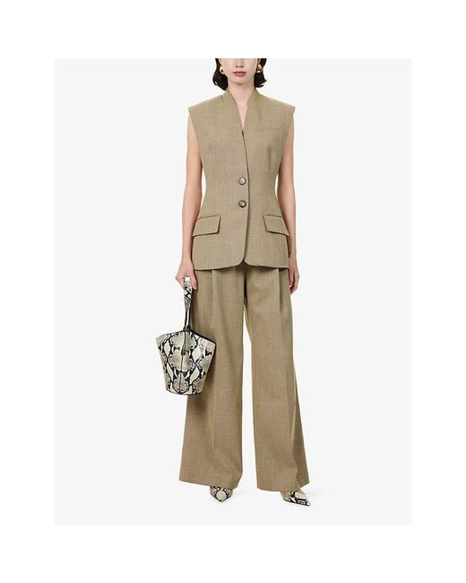 Camilla & Marc Natural Halden Pleated Woven Trousers