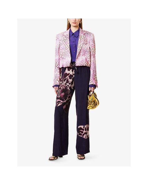 Dries Van Noten Pink Vasti Graphic-Pattern Woven Blazer