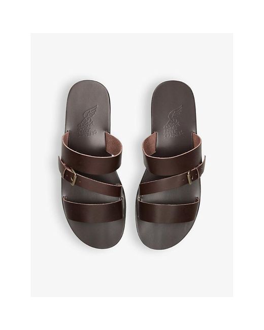 Ancient Greek Sandals White Ifilis Buckle-strap Leather Sandals for men