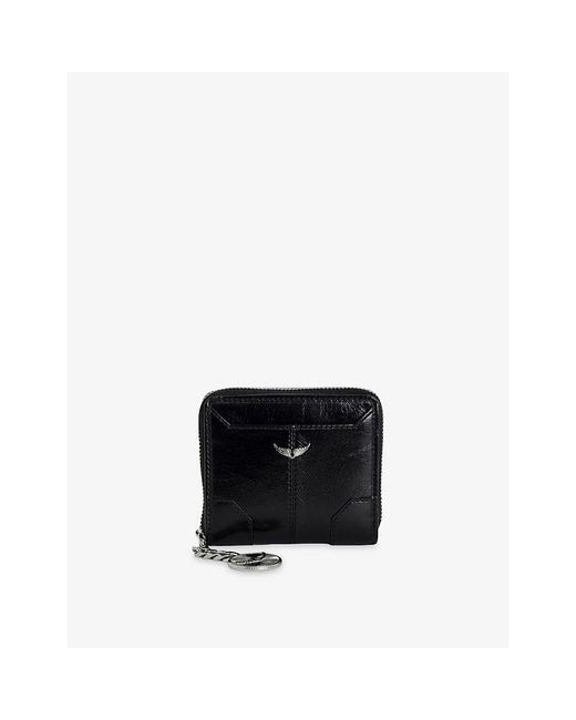 Zadig & Voltaire Black Sunny Mini Vintage-Effect Leather Wallet