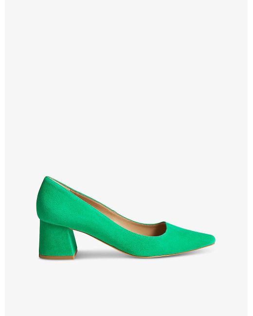 L.K.Bennett Green Sloane Pointed-toe Suede Heeled Courts