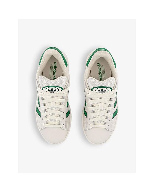 Adidas Green Campus 00s Brand-stripe Low-top Leather Trainers