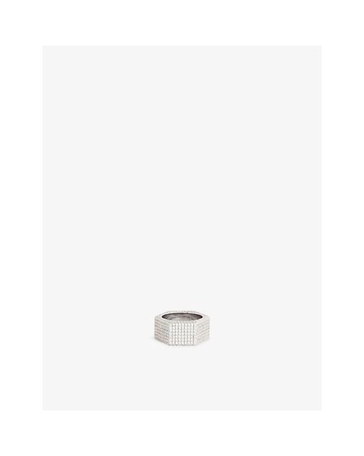 DARKAI White Bolt Pavé 18Ct-Plated Stainless-Steel Ring for men