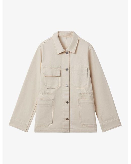 Reiss Natural Clayton Patch-pocket Relaxed-fit Stretch-cotton Overshirt