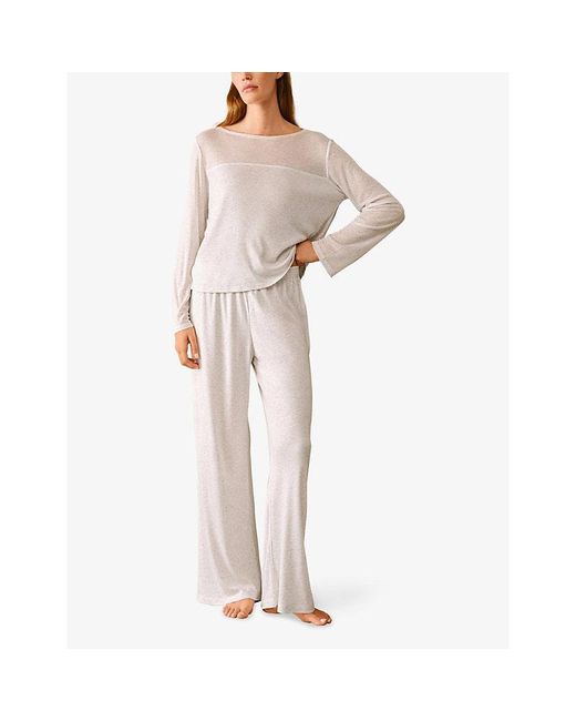 The White Company White Marled Relaxed-Fit Jersey Pyjamas