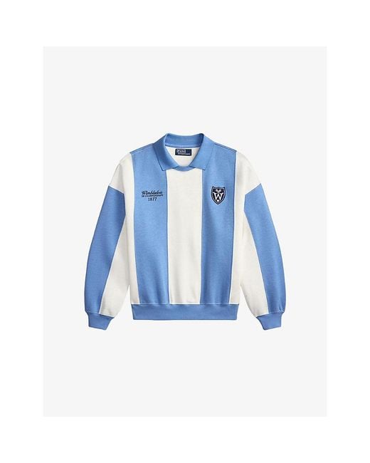 Polo Ralph Lauren Blue X Wimbledon Striped Cotton-Blend Sweatshirt