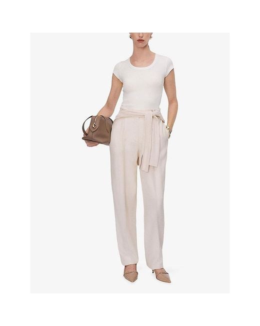 Joseph White Saba Round-Neck Stretch-Cotton Top