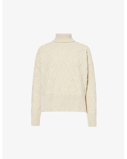 Barbour White Perch Turtle-neck Wool-blend Jumper