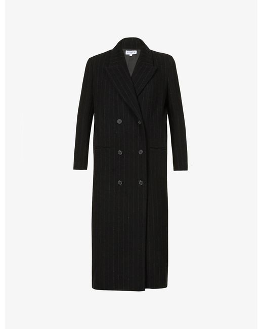 Musier Paris Black Paula Stripe-print Wool-blend Coat