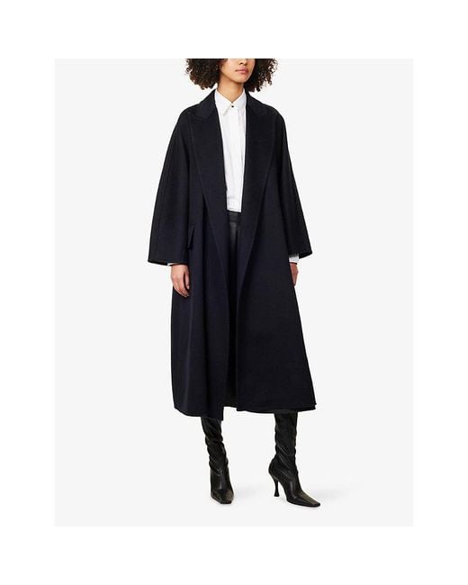 Max Mara Blue Oversized Long Cashmere Coat