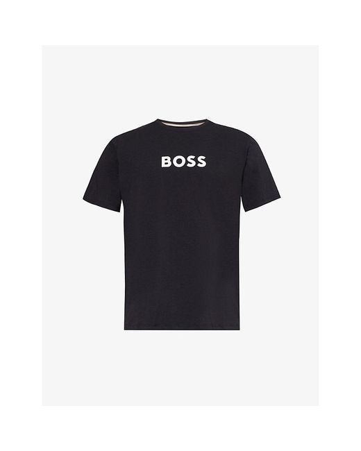 Boss Black Logo-print Stretch-cotton T-shirt X for men