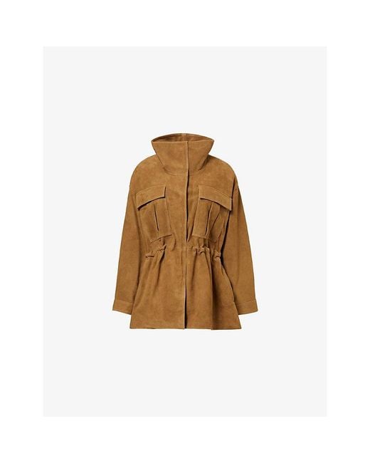 RÓHE Frames Brown Stand-Collar Suede Bomber Jacket