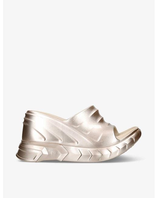 Givenchy Natural Marshmallow Chunky-sole Metallic-rubber Wedge Mules