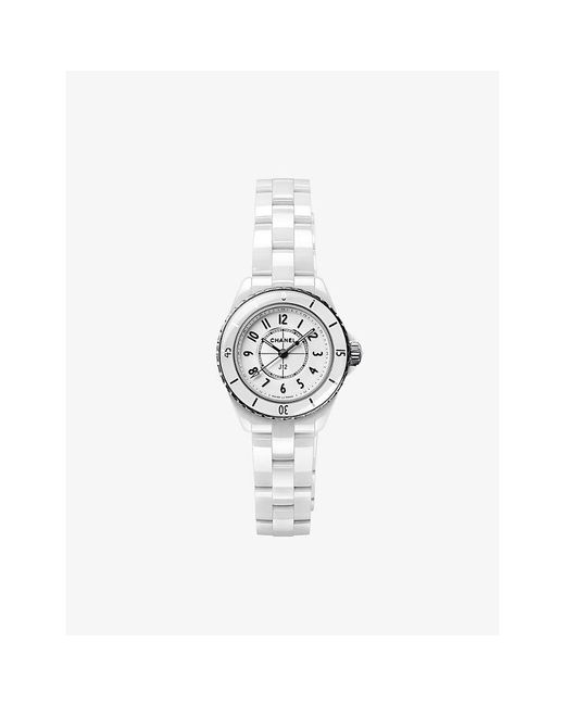 Chanel White J12 28Mm Steel And Ceramic Quartz Watch