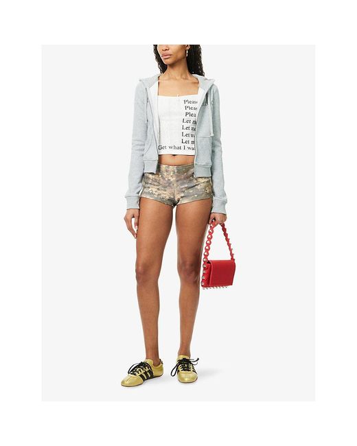 【Praying】Star Short PRAYING Star-Print Cotton-Jersey Shorts in Natural | Lyst