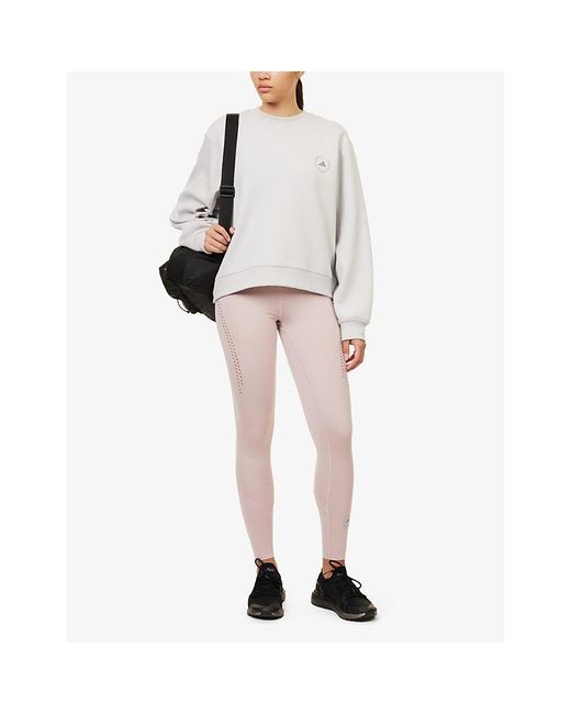 Adidas By Stella McCartney White Brand-print Relaxed-fit Organic-cotton And Recycled-polyester Blend Sweatshirt X