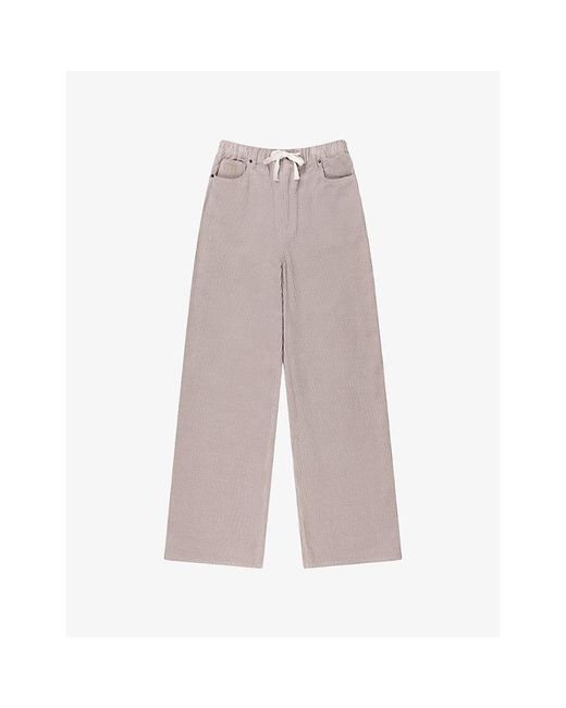 Ro&zo Gray Barrel Tie-Waist Cord Trousers