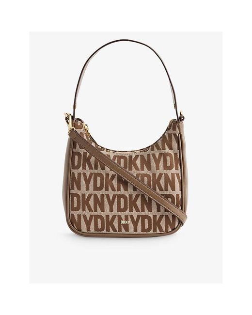 DKNY Brown Alexa Monogram-print Woven Cross-body Bag