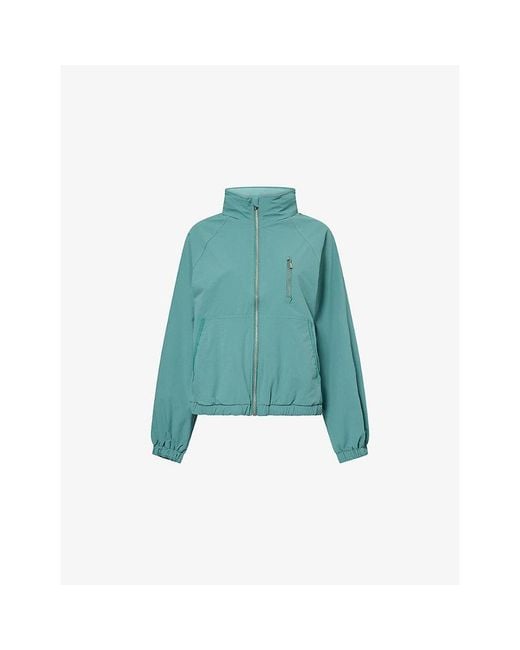 ADANOLA Blue High-Neck Relaxed-Fit Woven Track Jacket