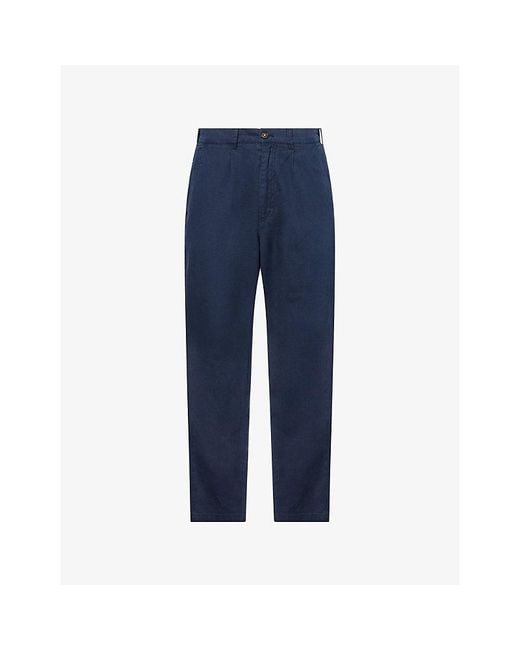 Barbour Blue Straight-Leg Relaxed-Fit Cotton-Blend Trousers for men