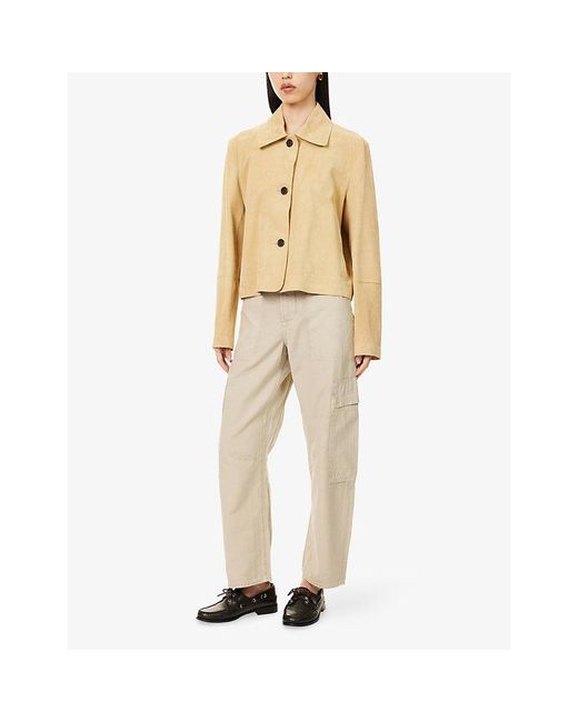Citizens of Humanity Natural Marcelle Tapered-Leg Low-Rise Cotton Cargo Trousers