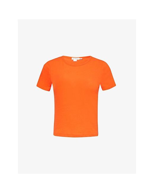 GOOD AMERICAN Orange Round-neck Slim-fit Cotton-jersey T-shirt