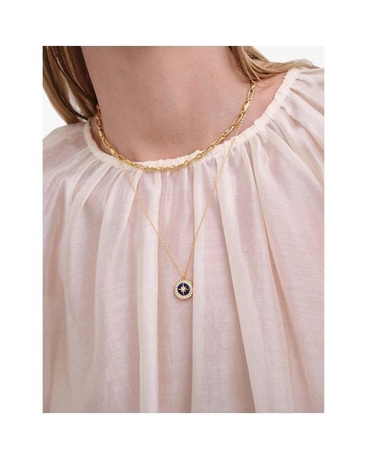 Astley Clarke White Polaris 18Ct Vermeil, Lapis And Sapphire Locket Necklace