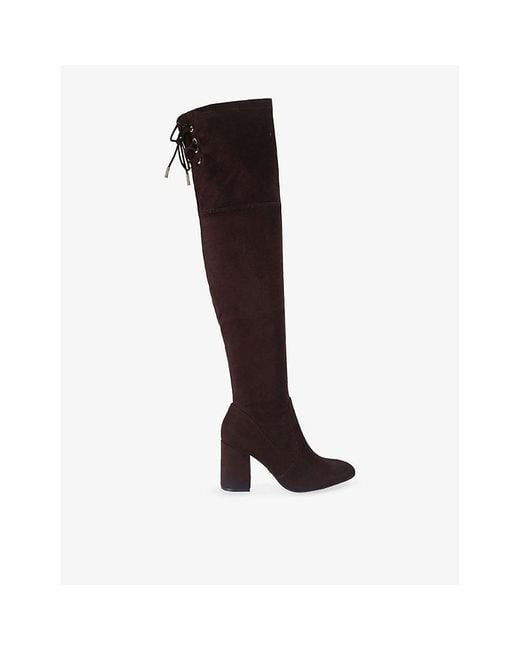 Carvela Kurt Geiger Black Vito Faux-Leather Heeled Over-The-Knee Boots