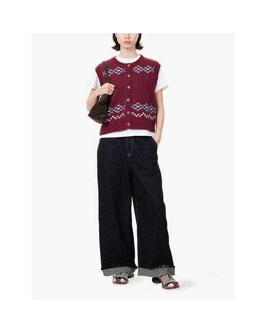 Damson Madder Black Pascal Wide-Leg Denim Jeans
