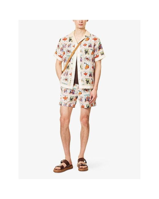 CHE White Estampillas Graphic-Print Swim Shorts for men