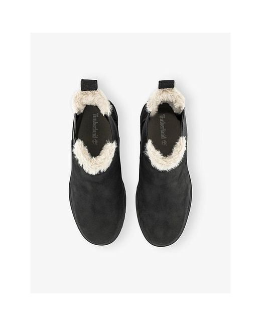 Timberland Black Lyonsdale Nubuck-Leather Chelsea Boots