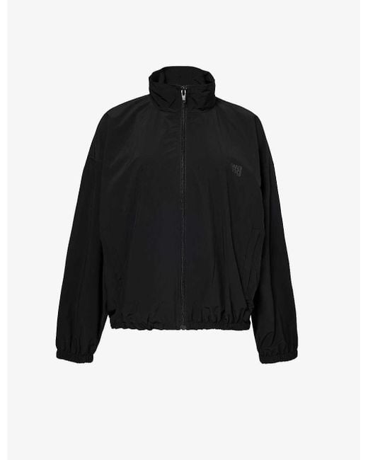 Alexander Wang Black Coaches Brand-print Shell Jacket