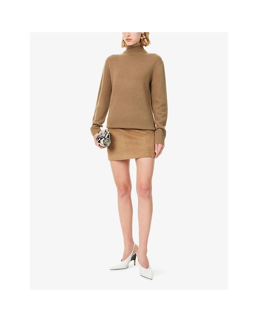 Khaite Natural Jett Suede Mini Skirt