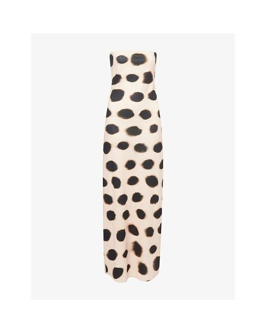 Rat & Boa Metallic Sare Printed Strapless Woven Dress
