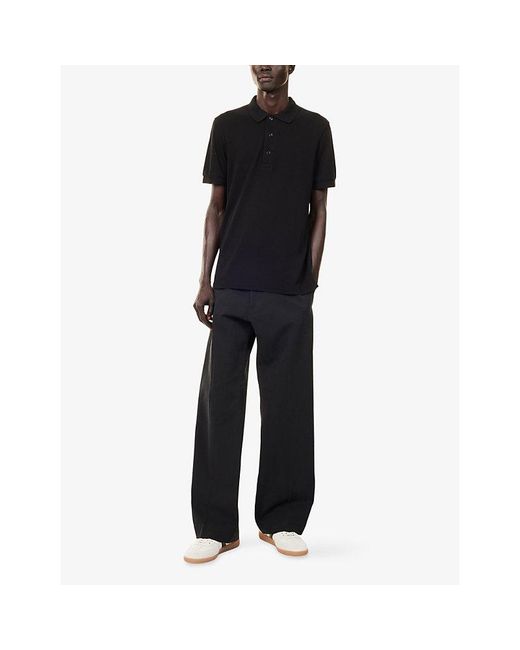 Tom Ford Black Short-Sleeve Piquet Cotton-Blend Polo Shirt for men