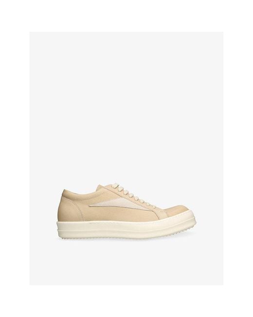 Rick Owens Natural Vintage Leather And Suede Low-Top Trainers for men