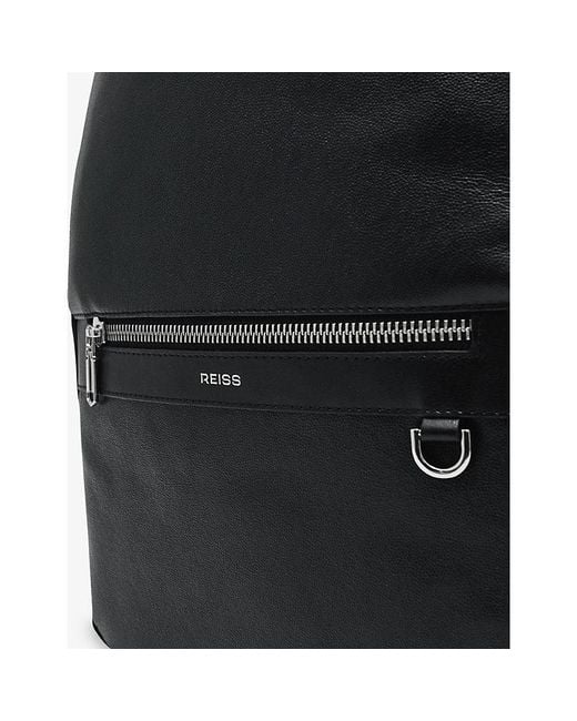 Reiss Black Carson Leather Backpack
