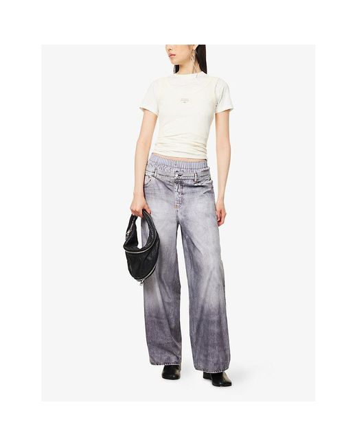 Acne Gray Trompe L'Oeil-Print Straight-Leg Cotton Trousers