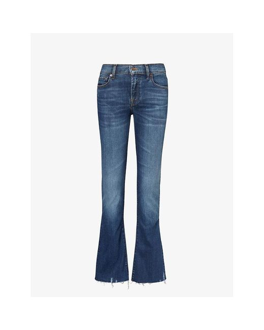 7 For All Mankind Blue Bootcut Flared Low-rise Stretch-denim Jeans