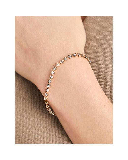 Astrid & Miyu Metallic Heart Bezel Tennis 18Ct-Plated Brass And Cubic Zirconia Bracelet