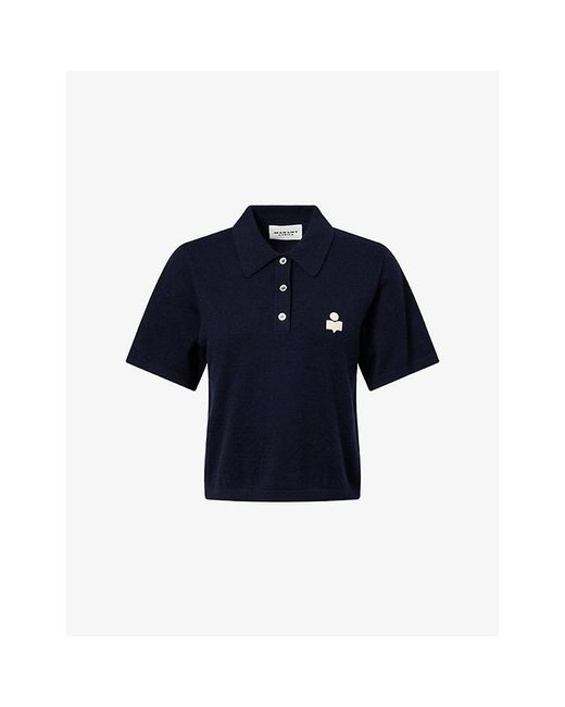Isabel Marant Blue Althea Collared Cotton And Wool-Blend Top
