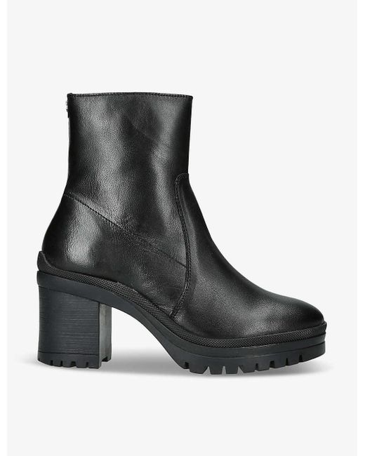 Carvela Kurt Geiger Black Secure Chunky-sole Heeled Leather Ankle Boots