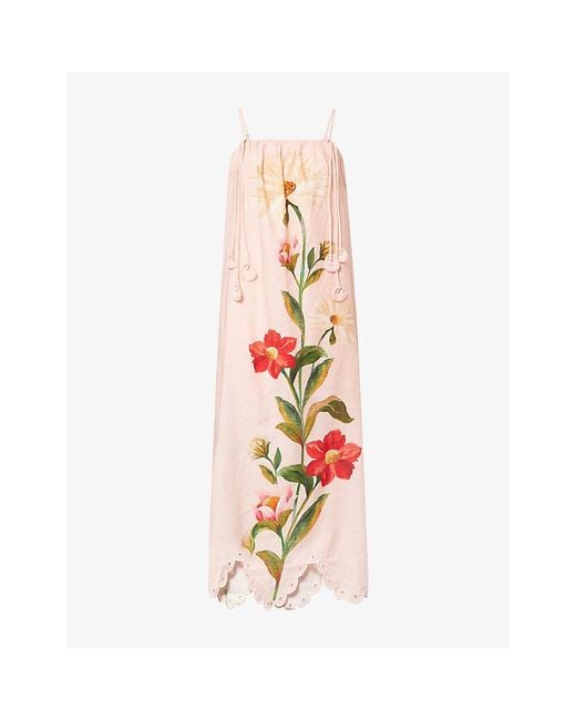 Barbour Multicolor X Farm Rio Bromelia Linen Midi Dress